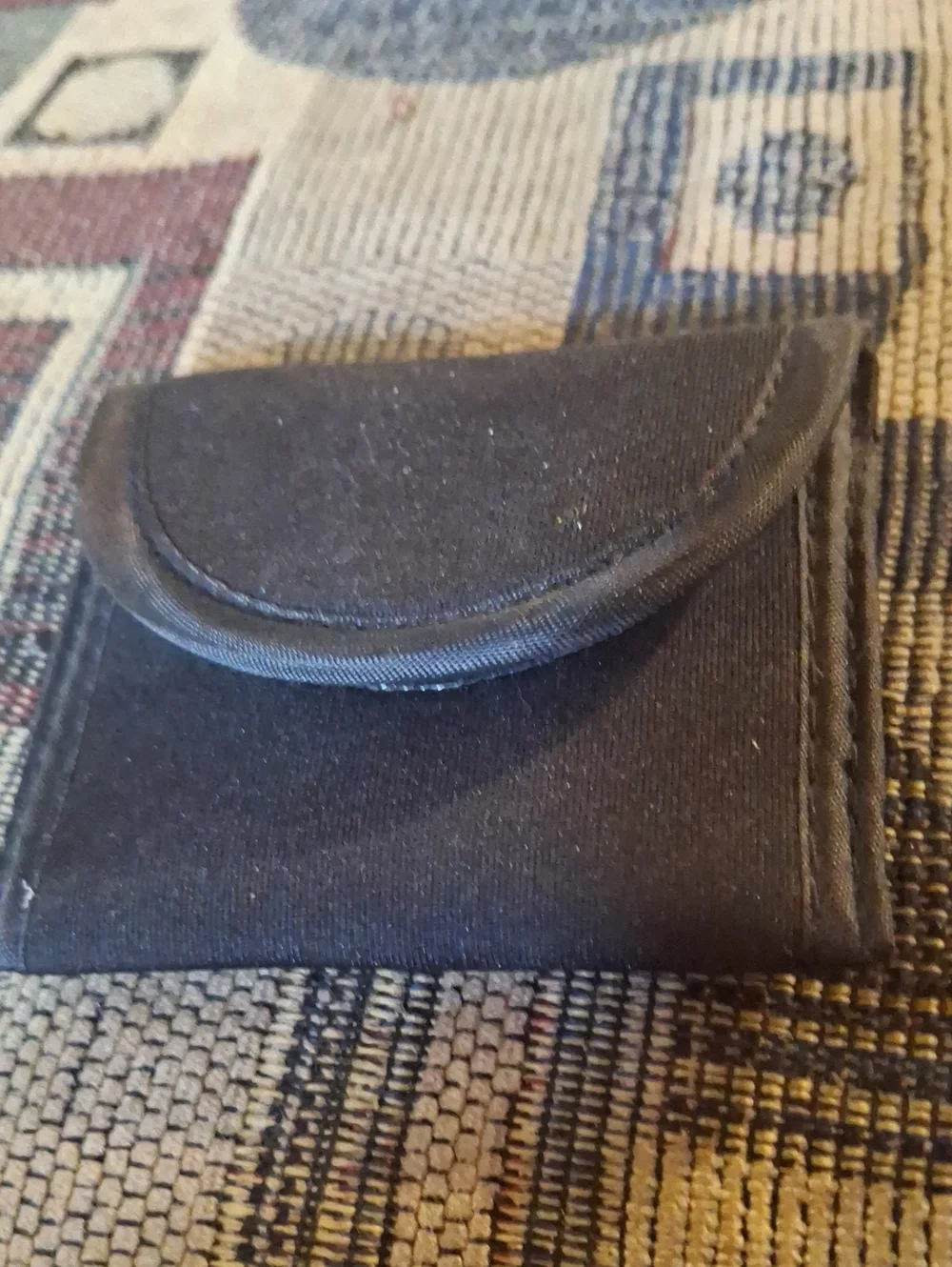 Compact Black Canvas Coin Pouch